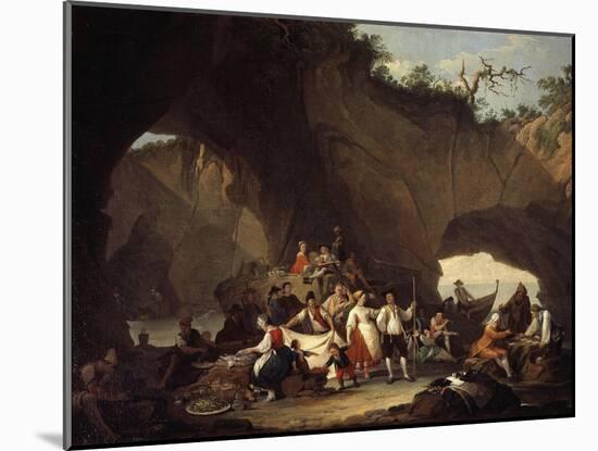 Peasant Picnic in Grotto-Pietro Fabris-Mounted Giclee Print