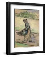 Peasant with Firewood; Paysanne Aux Fagots-Camille Pissarro-Framed Premium Giclee Print