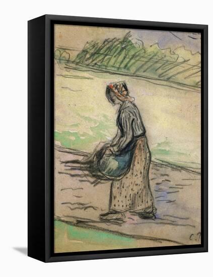 Peasant with Firewood; Paysanne Aux Fagots-Camille Pissarro-Framed Stretched Canvas