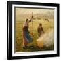 Peasant Woman Burning Branches-Camille Pissarro-Framed Giclee Print