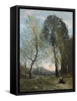 Peasant Woman Collecting Wood, Italy, C. 1870-2-Jean-Baptiste-Camille Corot-Framed Stretched Canvas