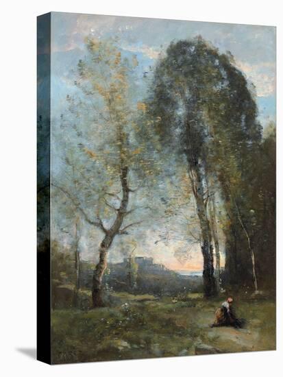 Peasant Woman Collecting Wood, Italy, C. 1870-2-Jean-Baptiste-Camille Corot-Stretched Canvas