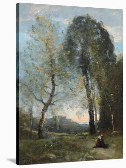 Peasant Woman Collecting Wood, Italy, C. 1870-2-Jean-Baptiste-Camille Corot-Stretched Canvas