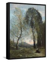 Peasant Woman Collecting Wood, Italy, C. 1870-2-Jean-Baptiste-Camille Corot-Framed Stretched Canvas