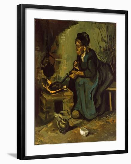 Peasant Woman Cooking by a Fireplace, 1885-Vincent van Gogh-Framed Giclee Print