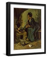 Peasant Woman Cooking by a Fireplace, 1885-Vincent van Gogh-Framed Giclee Print