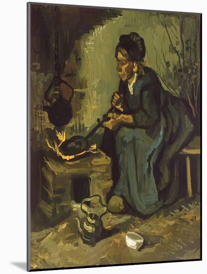 Peasant Woman Cooking by a Fireplace-Vincent van Gogh-Mounted Giclee Print