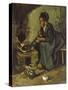 Peasant Woman Cooking by a Fireplace-Vincent van Gogh-Stretched Canvas