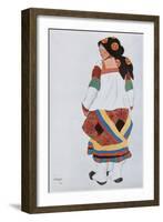 Peasant Woman, Costume Design for the Vaudeville Old Moscow at the Théâtre Femina in Paris, 1922-Léon Bakst-Framed Giclee Print