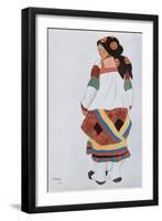 Peasant Woman, Costume Design for the Vaudeville Old Moscow at the Théâtre Femina in Paris, 1922-Léon Bakst-Framed Giclee Print