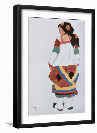 Peasant Woman, Costume Design for the Vaudeville Old Moscow at the Théâtre Femina in Paris, 1922-Léon Bakst-Framed Giclee Print