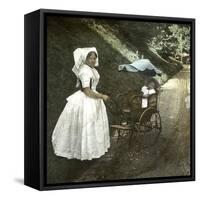 Peasant Woman from the Region of Beatenberg (Switzerland) with Her Child in a Stroller, Circa 1865-Leon, Levy et Fils-Framed Stretched Canvas