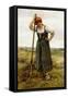 Peasant Woman Leaning on a Pitchfork-Julien Dupre-Framed Stretched Canvas