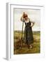 Peasant Woman Leaning on a Pitchfork-Julien Dupré-Framed Giclee Print