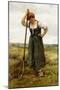 Peasant Woman Leaning on a Pitchfork-Julien Dupré-Mounted Giclee Print