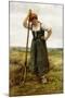Peasant Woman Leaning on a Pitchfork-Julien Dupré-Mounted Giclee Print