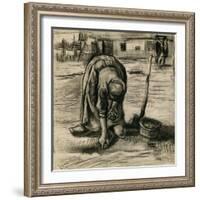 Peasant Woman Planting Potatoes-Vincent van Gogh-Framed Giclee Print