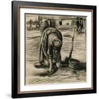 Peasant Woman Planting Potatoes-Vincent van Gogh-Framed Giclee Print