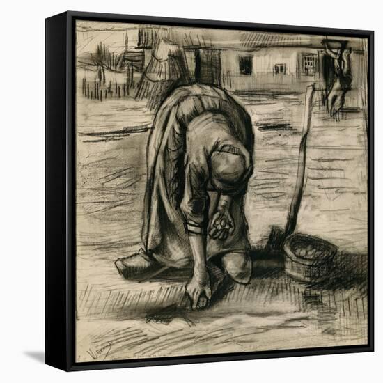 Peasant Woman Planting Potatoes-Vincent van Gogh-Framed Stretched Canvas