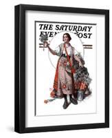 "Peasant Woman Selling Flowers," Saturday Evening Post Cover, May 19, 1923-Walter Beach Humphrey-Framed Giclee Print