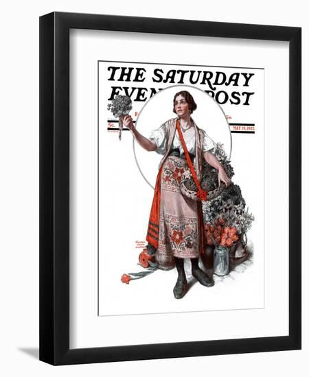 "Peasant Woman Selling Flowers," Saturday Evening Post Cover, May 19, 1923-Walter Beach Humphrey-Framed Giclee Print