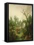 Peasant Woman Washing Clothes Near a Bridge-Jean-Baptiste Huet-Framed Stretched Canvas