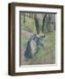 Peasant Woman Weeding the Grass (Pastel Heightened in Places with a Pink Wash)-Camille Pissarro-Framed Giclee Print