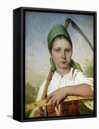 Peasant Woman with a Scythe and Rake-Aleksei Gavrilovich Venetsianov-Framed Stretched Canvas