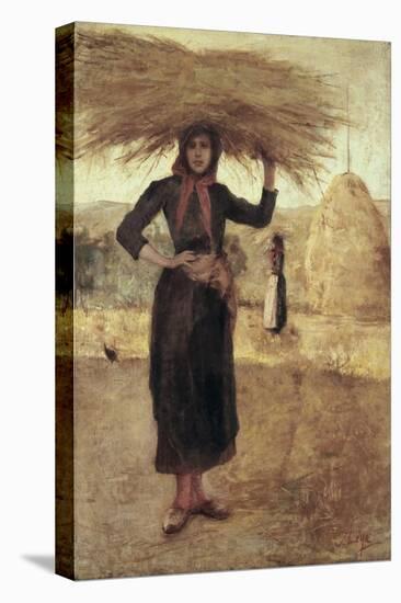 Peasant Woman with Hay-Silvestro Lega-Stretched Canvas