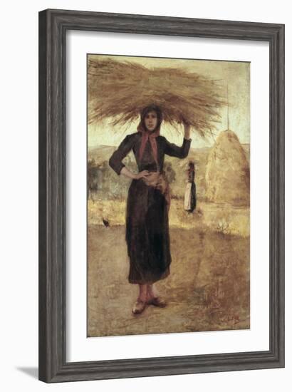 Peasant Woman with Hay-Silvestro Lega-Framed Art Print