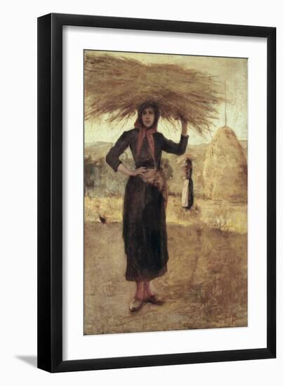 Peasant Woman with Hay-Silvestro Lega-Framed Art Print