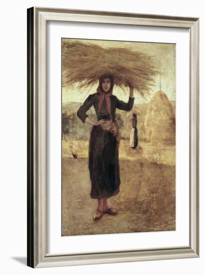 Peasant Woman with Hay-Silvestro Lega-Framed Art Print