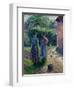 Peasant Women Chatting at Eragny, 1895-1902-Camille Pissarro-Framed Premium Giclee Print