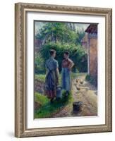 Peasant Women Chatting at Eragny, 1895-1902-Camille Pissarro-Framed Giclee Print