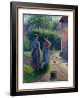 Peasant Women Chatting at Eragny, 1895-1902-Camille Pissarro-Framed Giclee Print