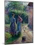 Peasant Women Chatting at Eragny, 1895-1902-Camille Pissarro-Mounted Giclee Print