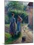 Peasant Women Chatting at Eragny, 1895-1902-Camille Pissarro-Mounted Giclee Print