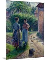 Peasant Women Chatting at Eragny, 1895-1902-Camille Pissarro-Mounted Giclee Print