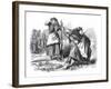 Peasant Women in Roscommon, Ireland, Working in the Field Digging the Earth with Shovels-null-Framed Giclee Print