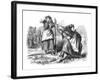 Peasant Women in Roscommon, Ireland, Working in the Field Digging the Earth with Shovels-null-Framed Giclee Print