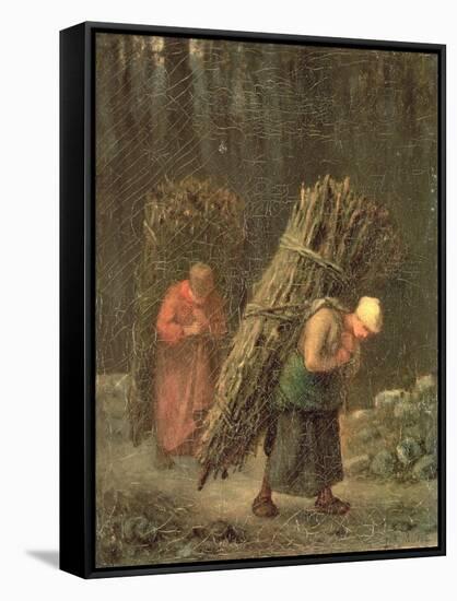 Peasant Women with Brushwood, circa 1858-Jean-François Millet-Framed Stretched Canvas