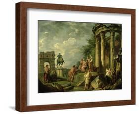 Peasants Amongst Roman Ruins, 1743-Giovanni Paolo Pannini-Framed Giclee Print