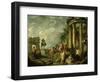 Peasants Amongst Roman Ruins, 1743-Giovanni Paolo Pannini-Framed Giclee Print