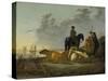 Peasants and Cattle by the River Merwede, C.1655-60-Aelbert Cuyp-Stretched Canvas