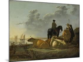 Peasants and Cattle by the River Merwede, C.1655-60-Aelbert Cuyp-Mounted Giclee Print