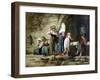 Peasants at a Fountain (Oil on Canvas)-Antoine Auguste Ernest Herbert or Hebert-Framed Giclee Print