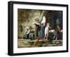 Peasants at a Fountain (Oil on Canvas)-Antoine Auguste Ernest Herbert or Hebert-Framed Giclee Print