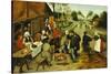 Peasants at a Roadside Inn-Pieter Bruegel the Elder-Stretched Canvas