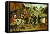 Peasants at a Roadside Inn-Pieter Bruegel the Elder-Framed Stretched Canvas