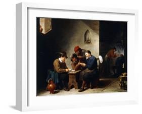 Peasants at Cards in a Cottage, C.1644-45-David Teniers the Younger-Framed Giclee Print